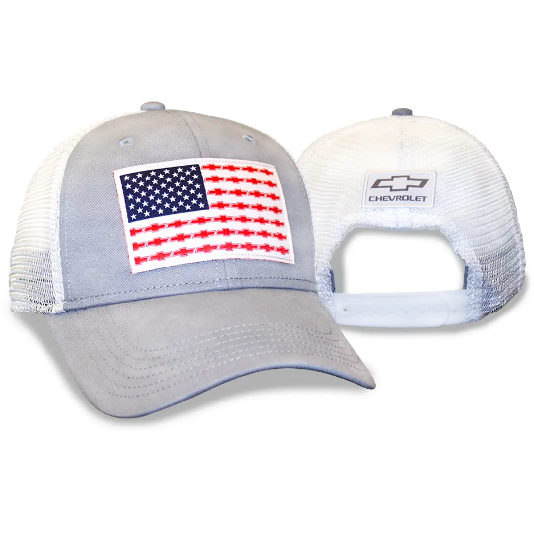 Chevrolet Bowtie American Flag Grey Hat / Cap 1
