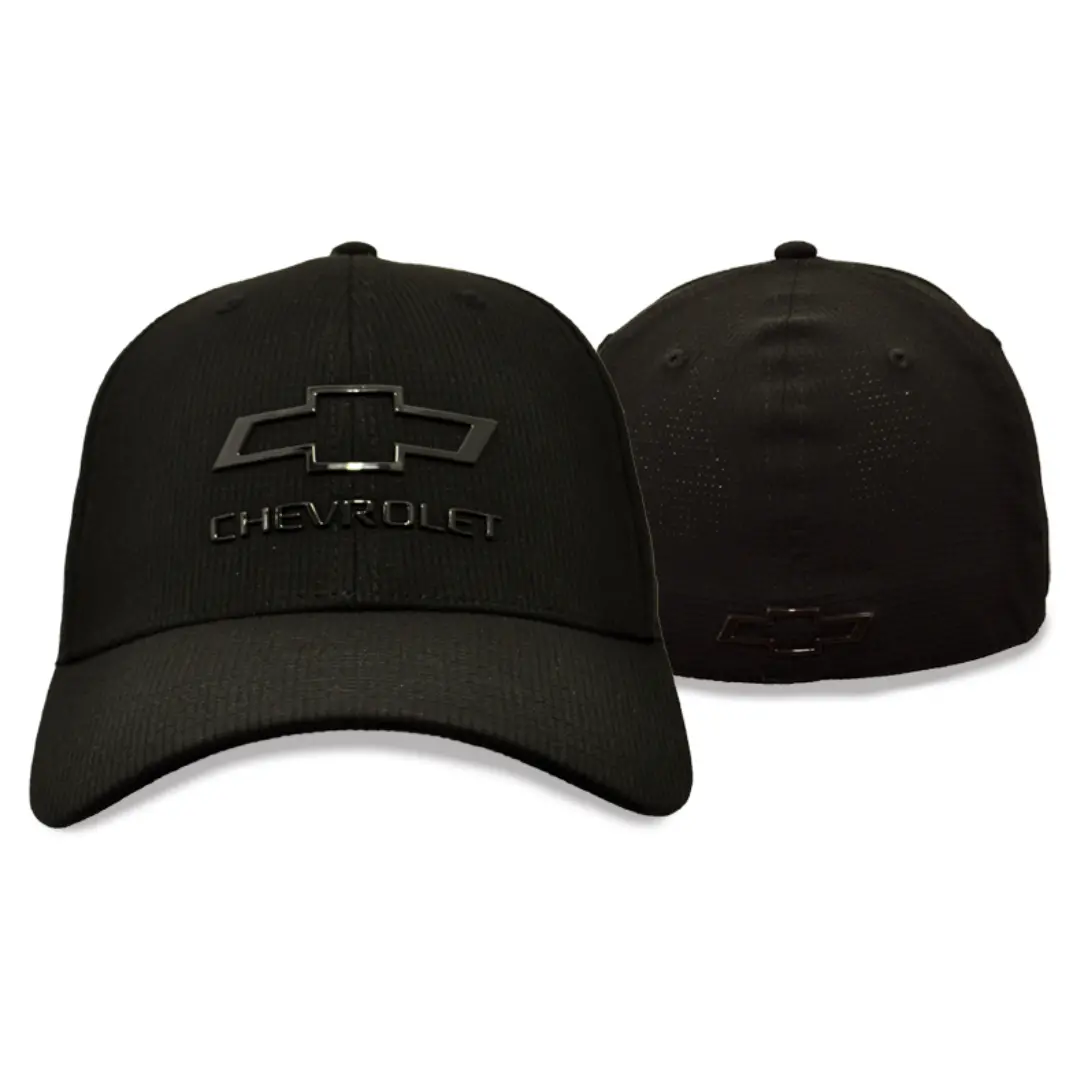 Chevrolet Bowtie Black Chrome Flex Fit Hat / Cap 1