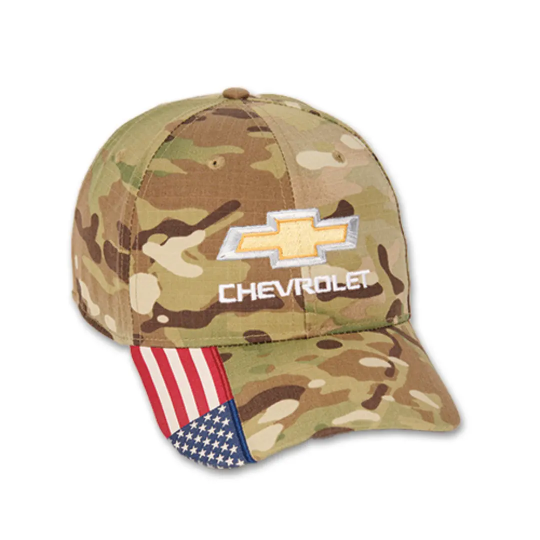 Chevrolet Bowtie Camo American Flag Hat / Cap 1
