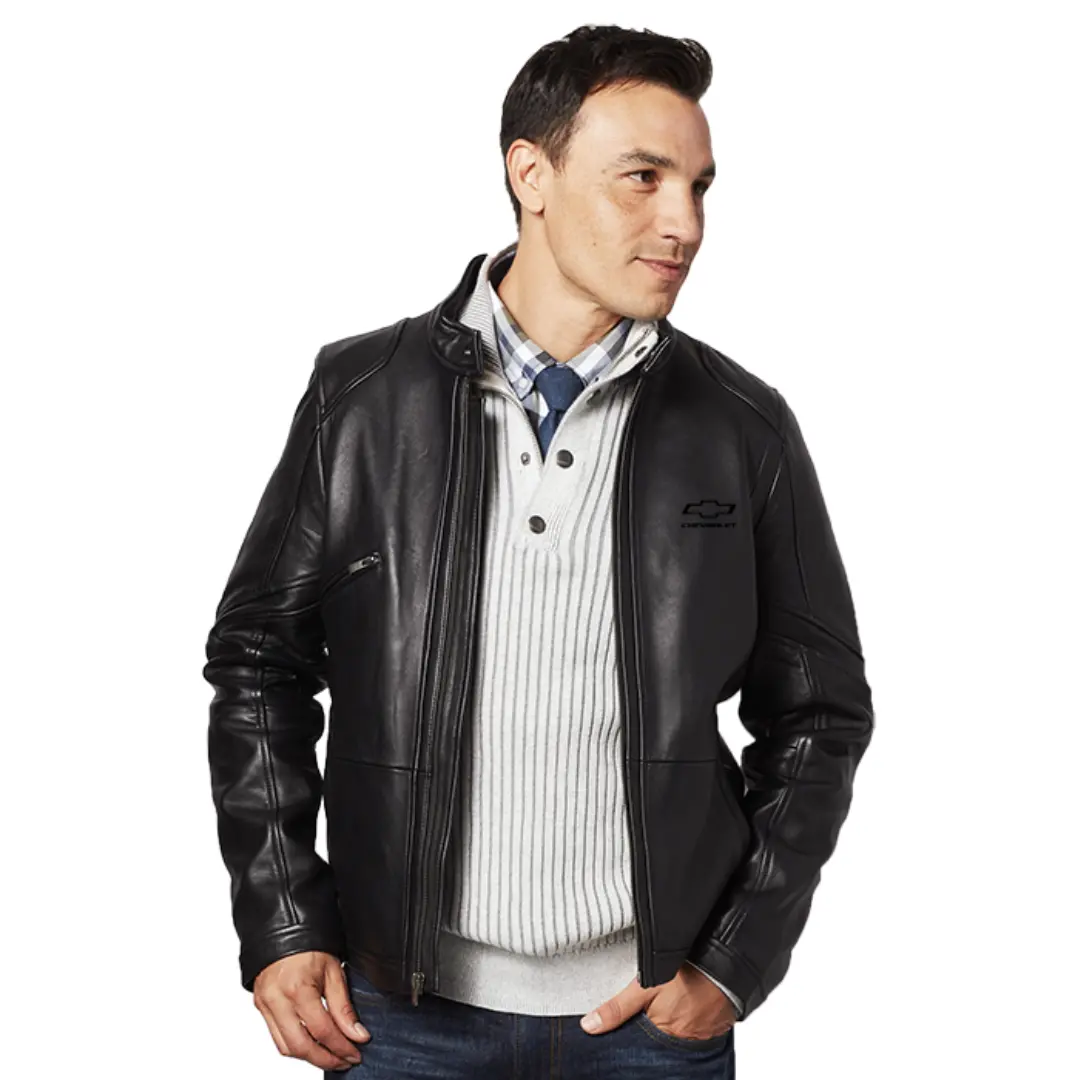 Chevrolet Bowtie Designer Lambskin Leather Jacket 1