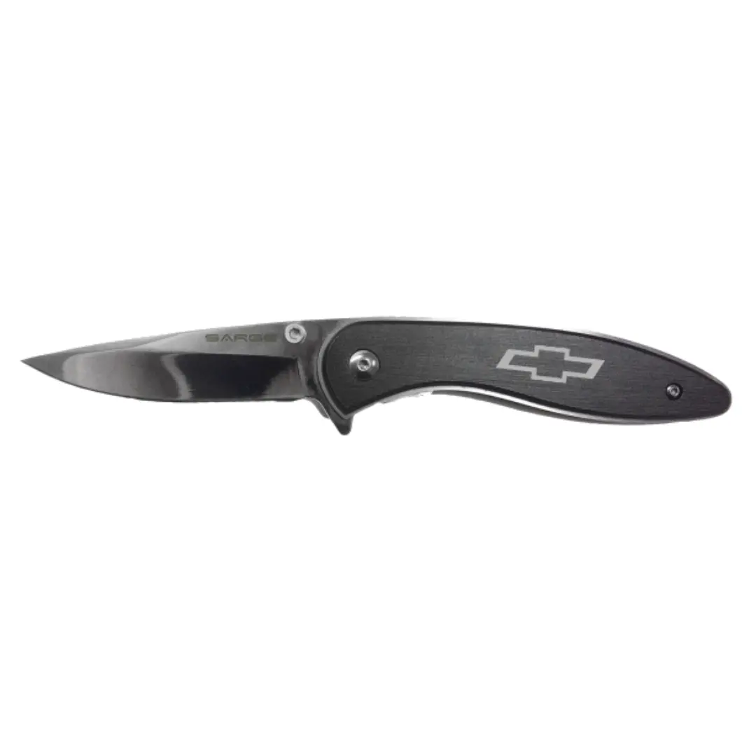 Chevrolet Bowtie Hornet Black Brushed Foldable Pocket Knife 1
