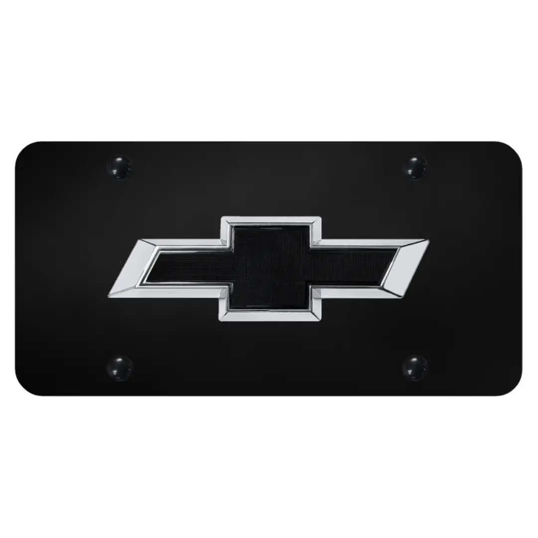 Chevrolet Bowtie License Plate - Oem Style Black Bowtie On Black 1