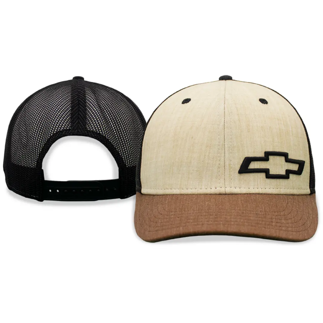 Chevrolet Bowtie Melange Twill Black Mesh Hat / Cap 1