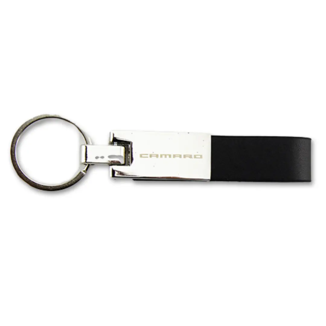Chevrolet Camaro Metal & Leather Keychain 1