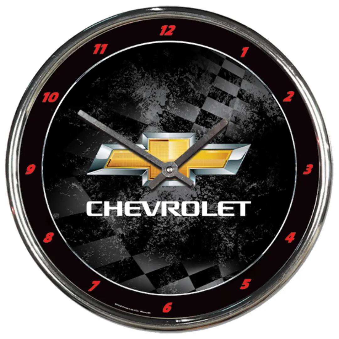Chevrolet Gold Bowtie Chrome Wall Clock 1