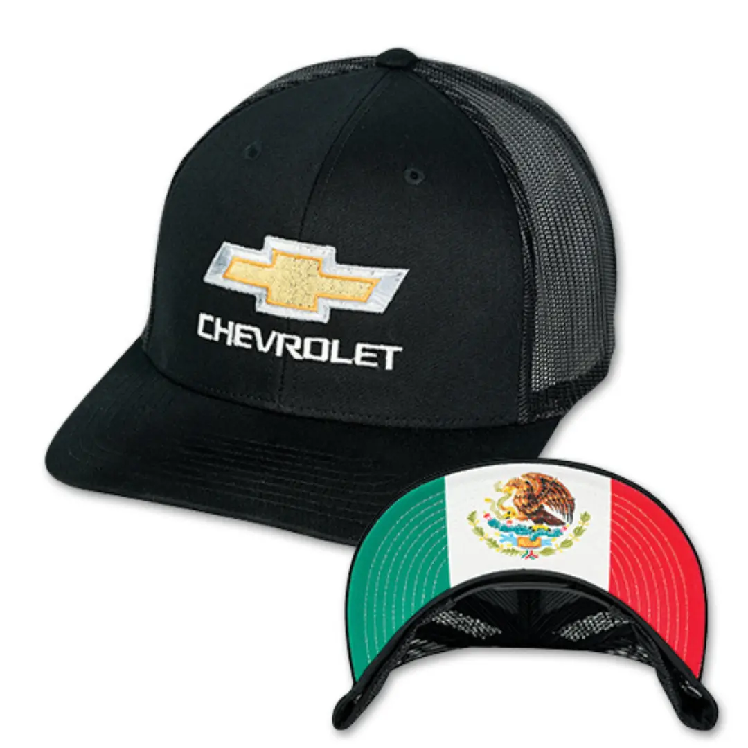 Chevrolet Gold Bowtie Mexican Flag Snapback Hat / Cap 1