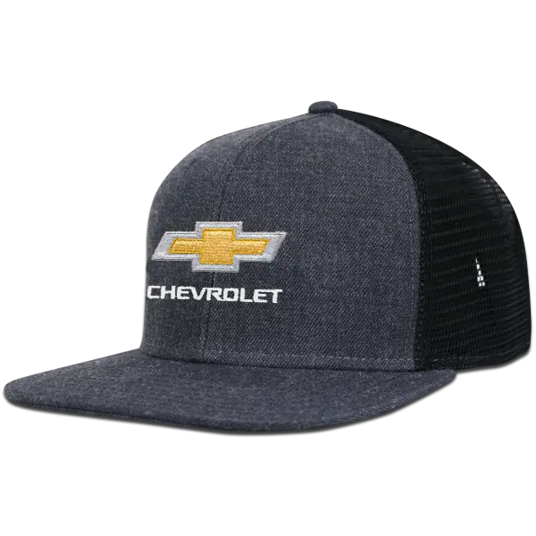 Chevrolet Gold Bowtie Wool Blend Flat Bill Trucker Hat / Cap 1