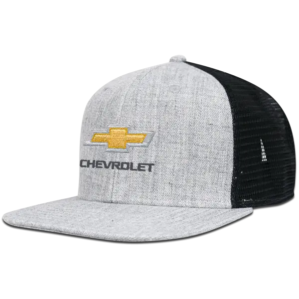 Chevrolet Gold Bowtie Wool Blend Flat Bill Trucker Hat / Cap 2