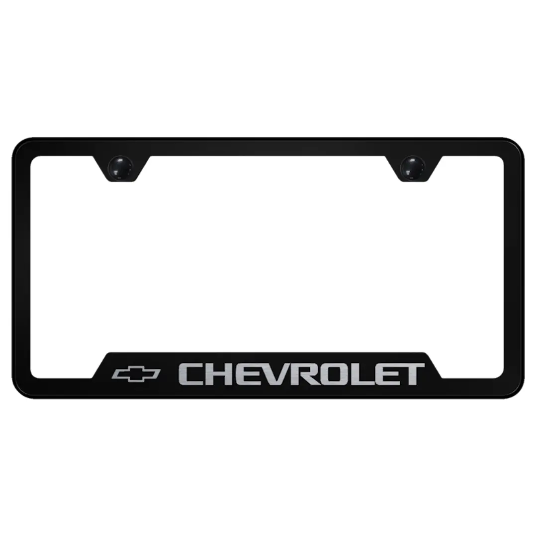 Chevrolet License Notched Plate Frame - Black Powder-Coated Stainless Steel 1