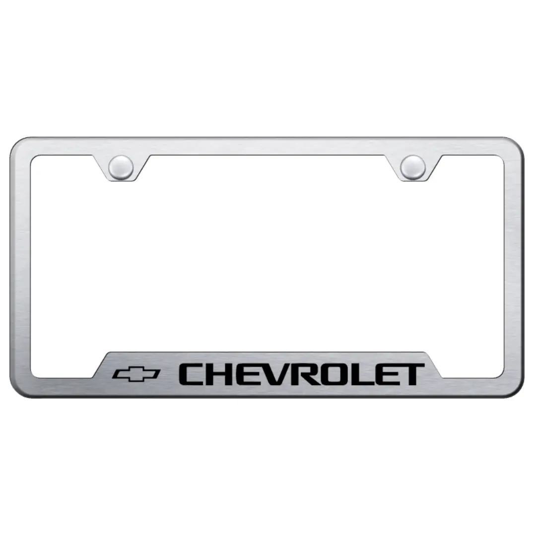 Chevrolet Notched License Plate Frame - Brushed Stainless Steel 1