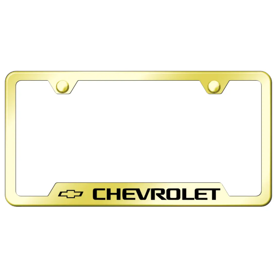 Chevrolet Notched License Plate Frame - Gold Stainless Steel 1