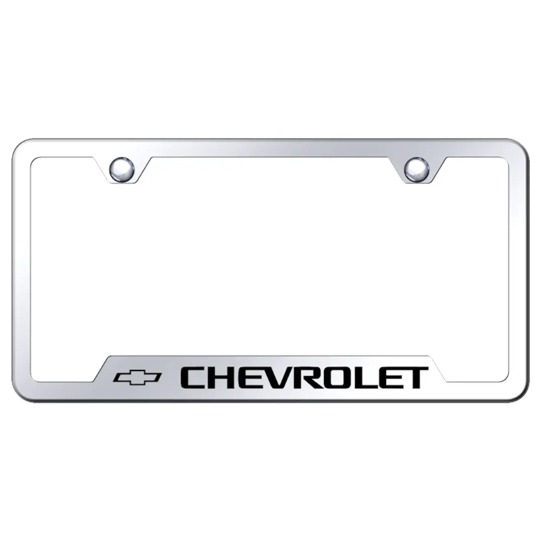 Chevrolet Notched License Plate Frame - Mirrored Stainless Steel 1