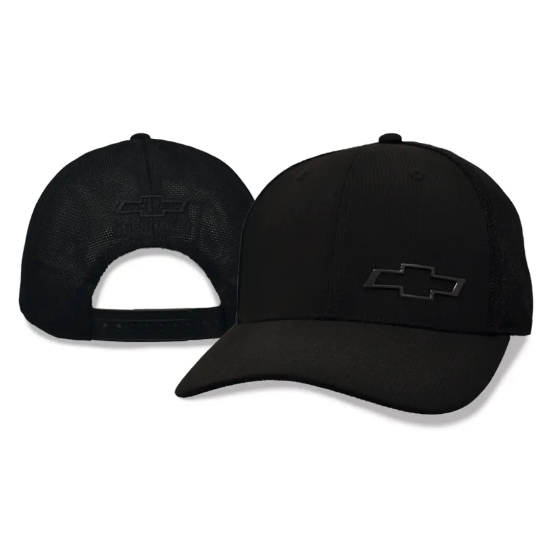 Chevy Bowtie Black Chrome Airtek Snapback Hat / Cap 1