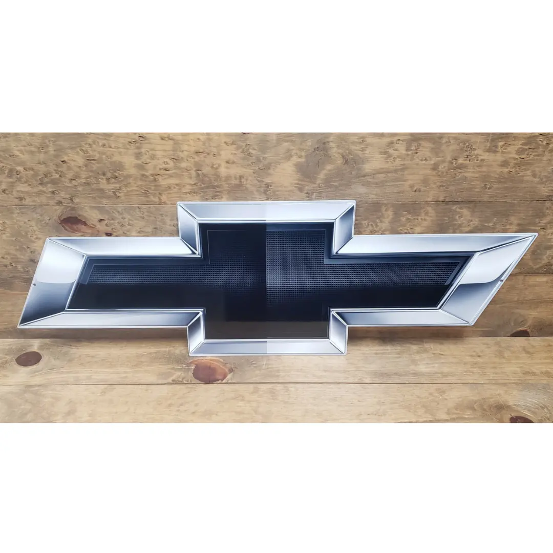 Chevy Bowtie Emblem Black Steel Sign 1