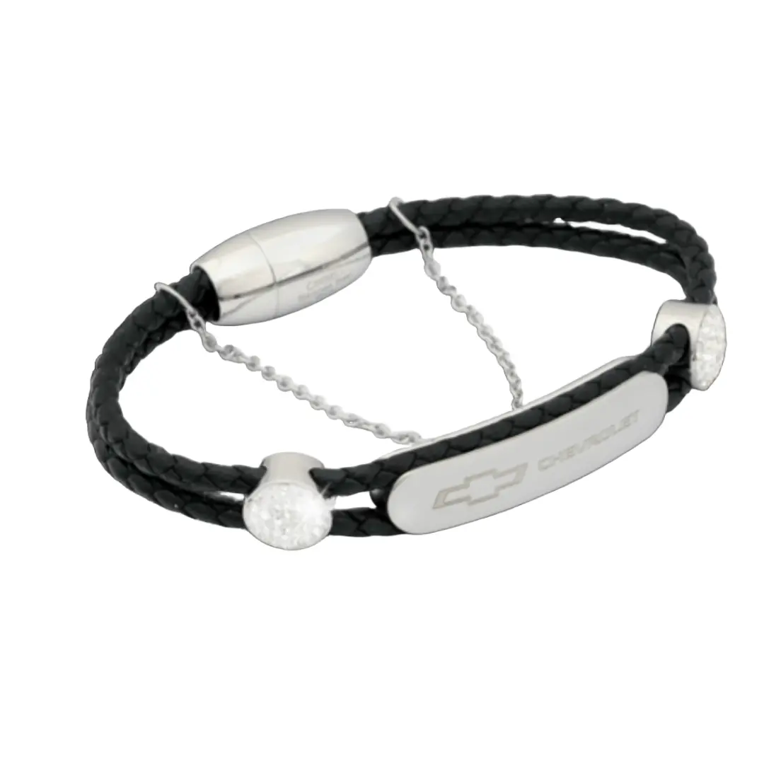 Chevy Ladies Black Leather Bracelet 1