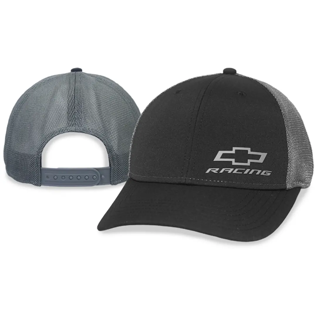 Chevy Racing Bowtie Black / Grey Mesh Performance Fabric Hat / Cap 1