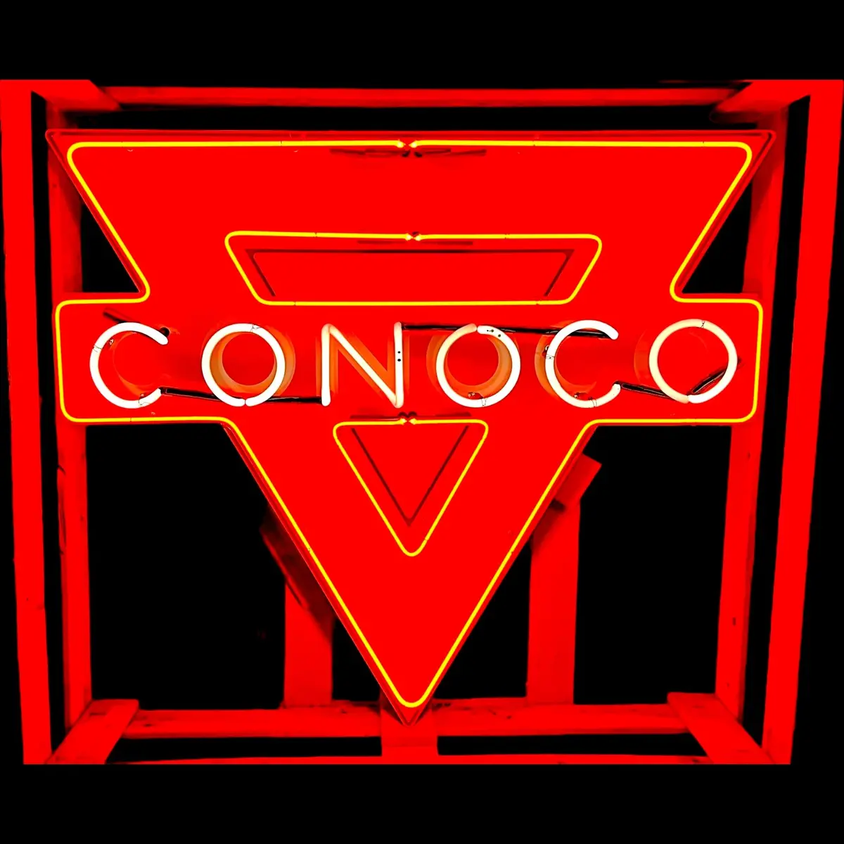 Conoco Triangle Vintage Glass Neon Sign – Die-Cut, Large, Classic Gas Station Lighted Advertising 1