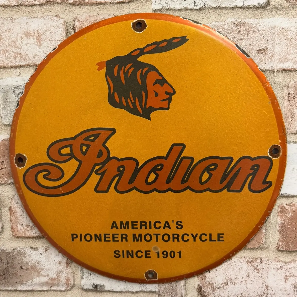 Indian Motorcycles Pioneer Vintage Porcelain Enamel Metal Sign 1