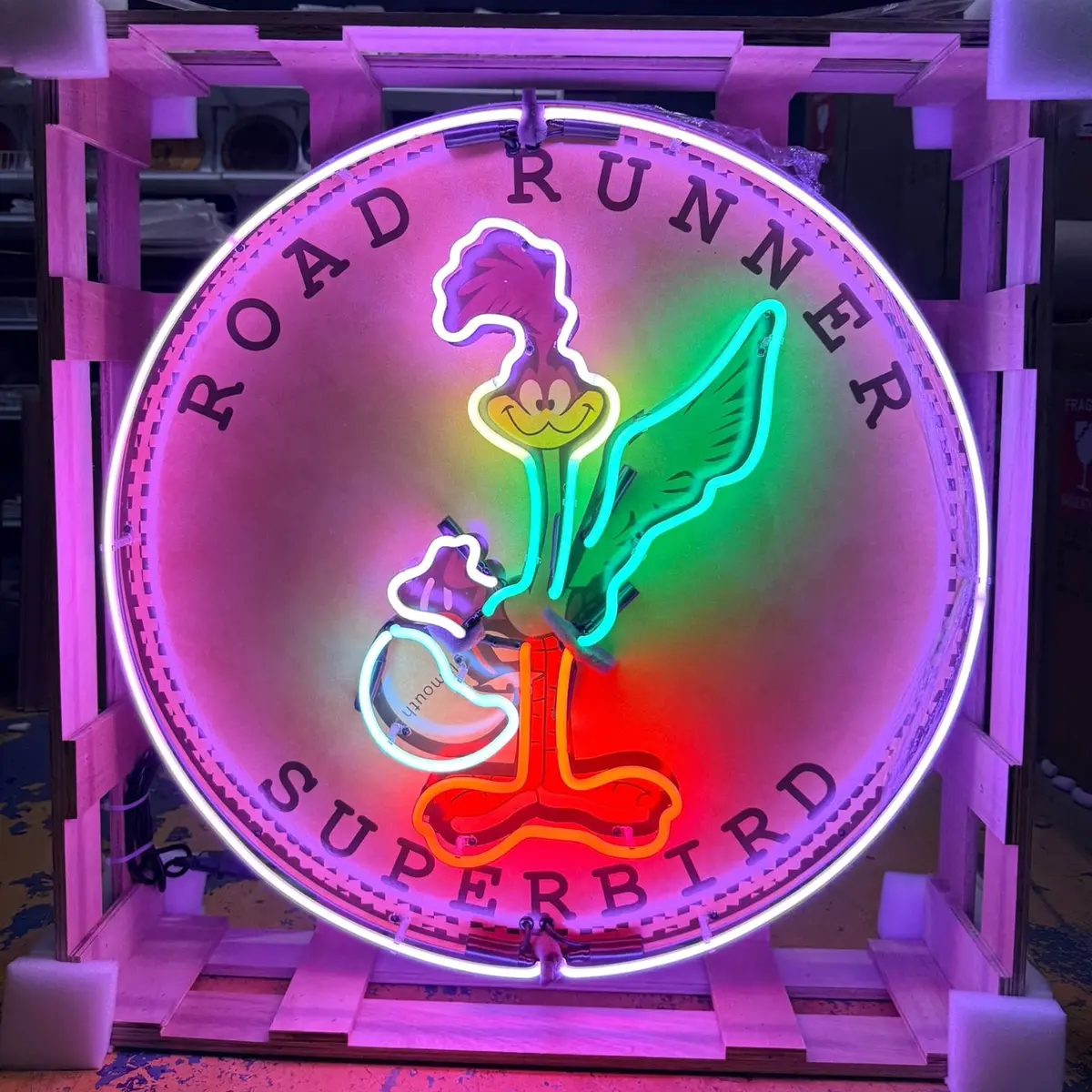 Road Runner Superbird Single-Sided Neon Porcelain Box Sign 1