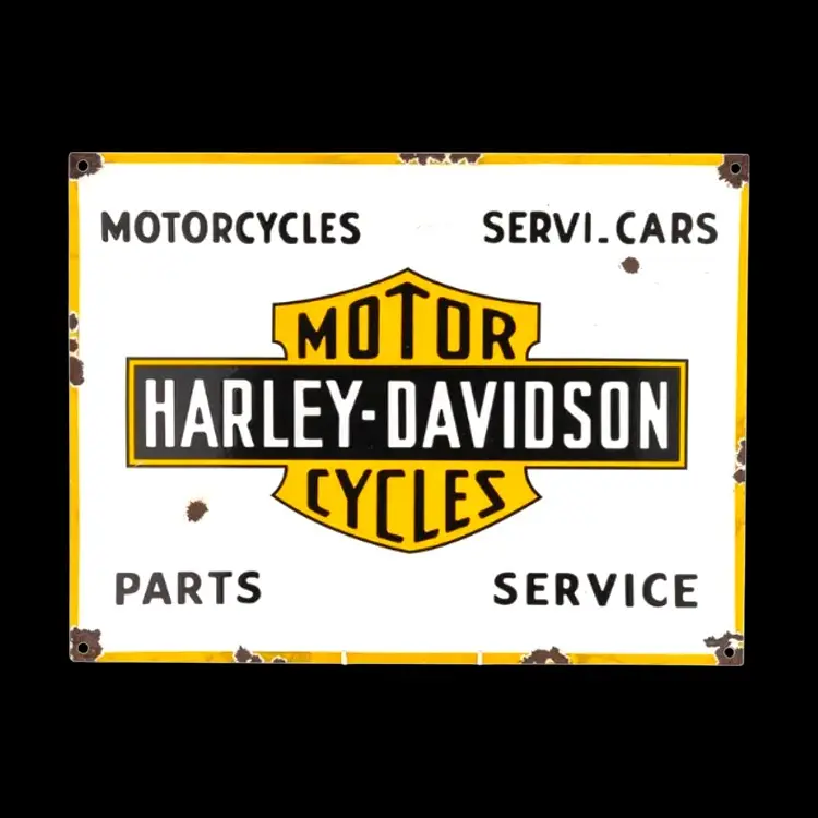 Harley Davidson Parts & Service Porcelain Enamel Vintage Metal Reproduction 1