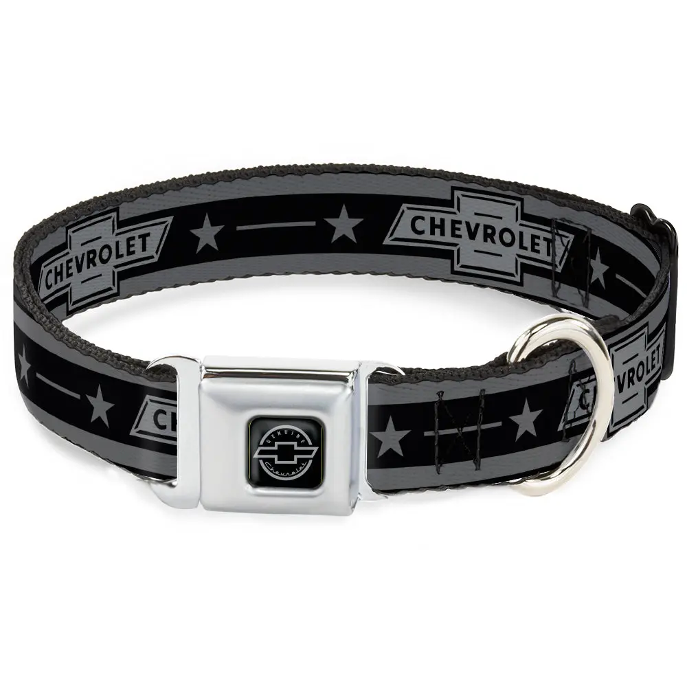 Vintage Chevrolet 1934 Bowtie Logo Black & Gray Stars Seatbelt Collar 1