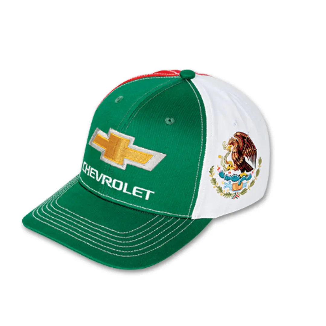 Gold Bowtie Chevrolet Mexican Flag Full Back Cap 1