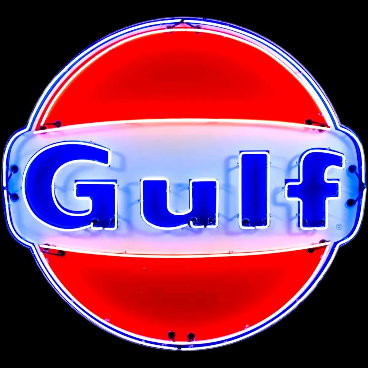 Gulf Racing Neon Sign With Dog Ears - Real Glass, Porcelain, Metal Can 1