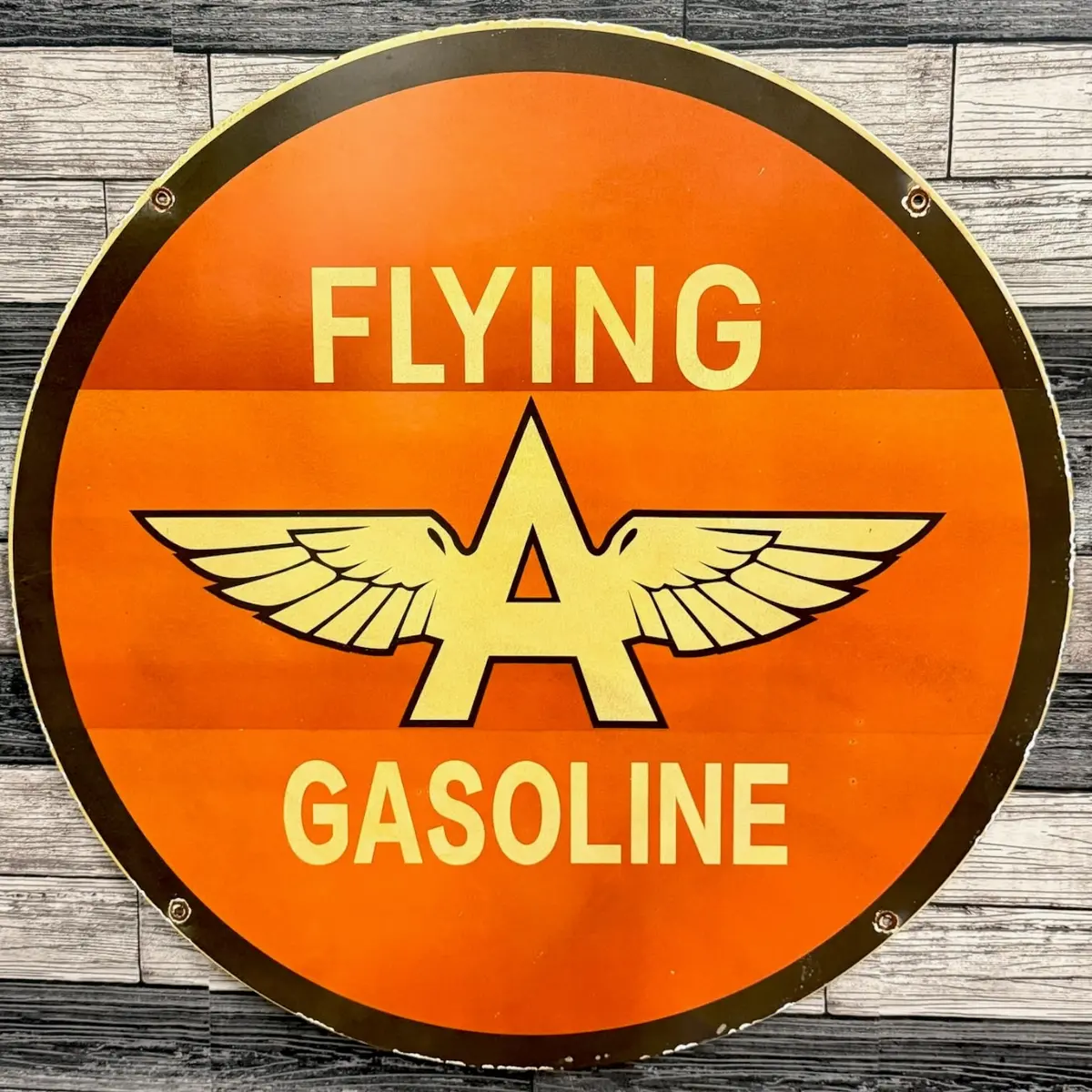 Flying A Gasoline Large Porcelain Enamel Gas Station Sign 1
