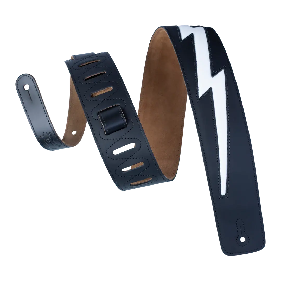 Levy's Dm2-Blk Leather Lightning Bolt Black / White *Free Shipping In The Usa* 1
