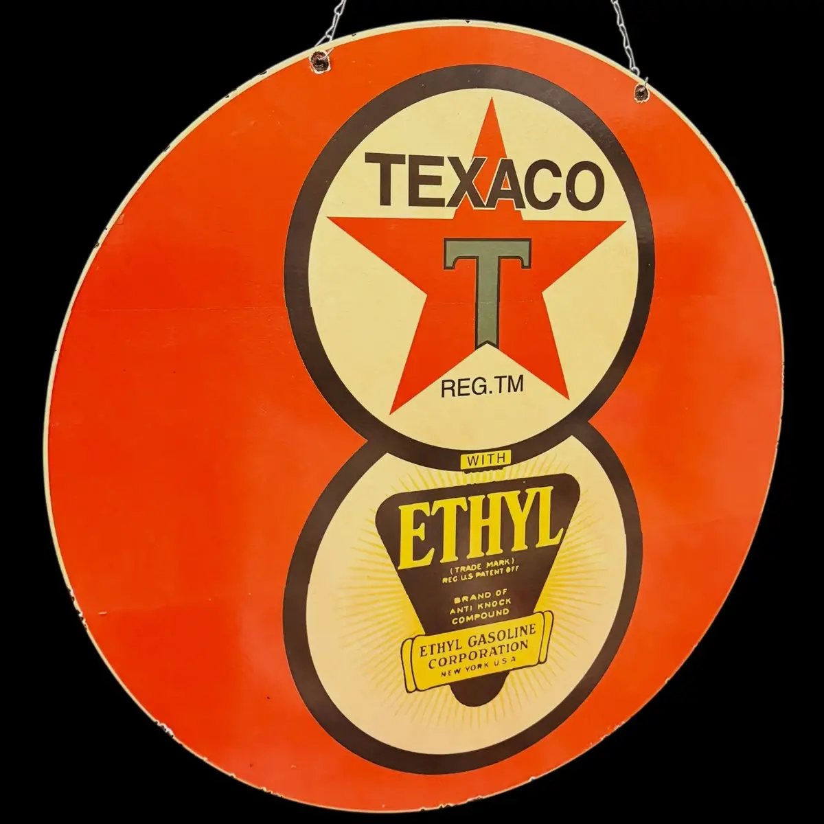 *Limited* Texaco Ethyl Double-Sided Large Porcelain Enamel On Steel (Ds 30-Inch) 1