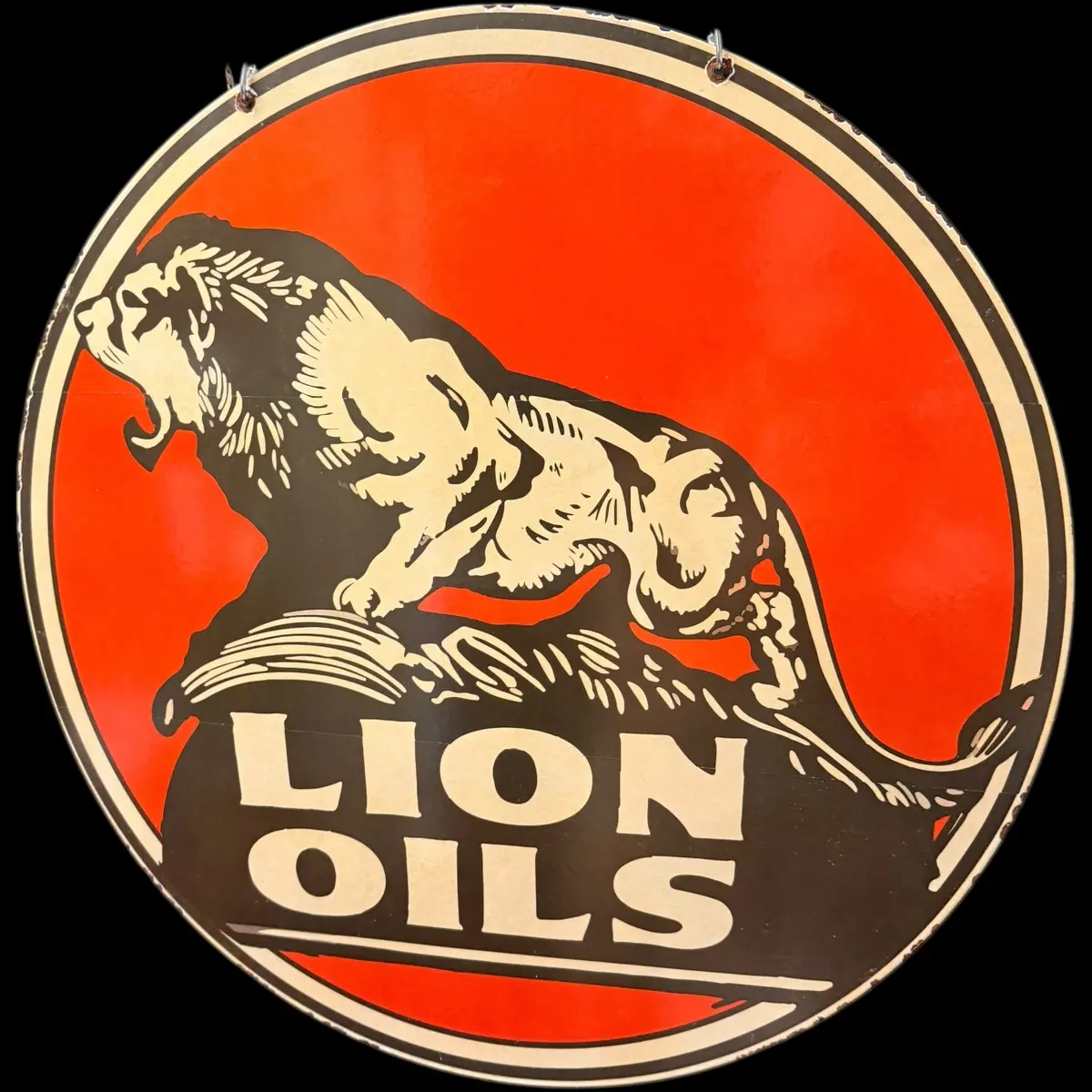*Limited* Lion Oils Double-Sided Large Porcelain Enamel On Steel (Ds 30-Inch) 1