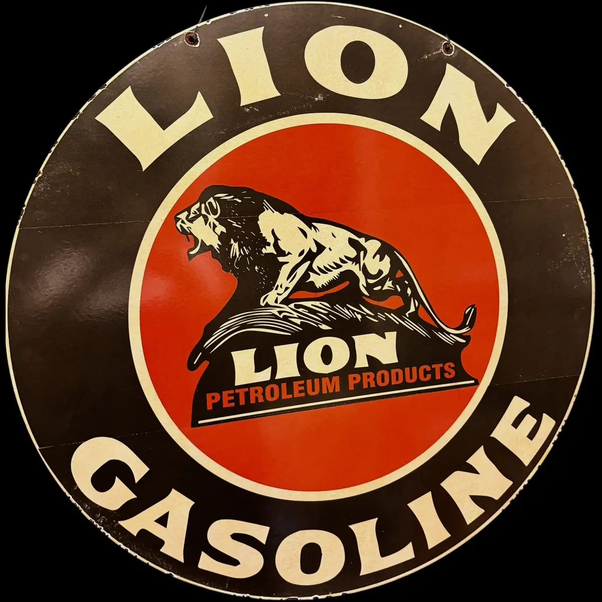 *Limited* Lion Gasoline Double-Sided Large Porcelain Enamel On Steel (Ds 30-Inch) 1
