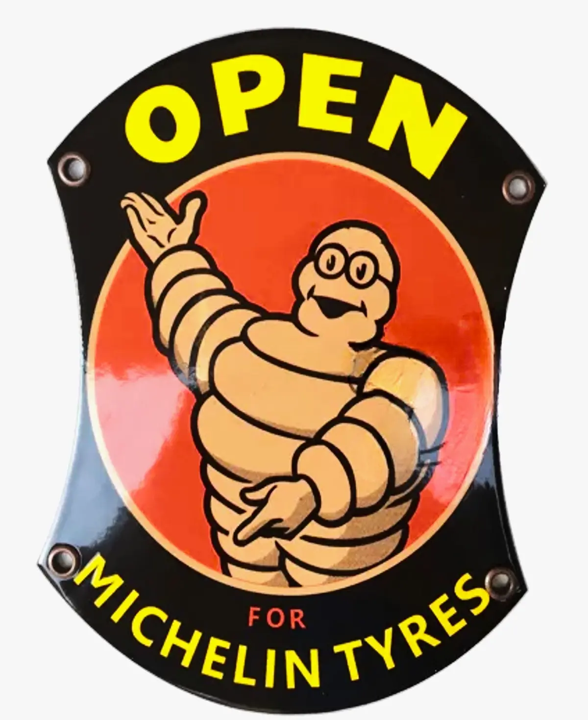 Michelin Tyres Open Die Cut Porcelain Vintage Metal Sign 1