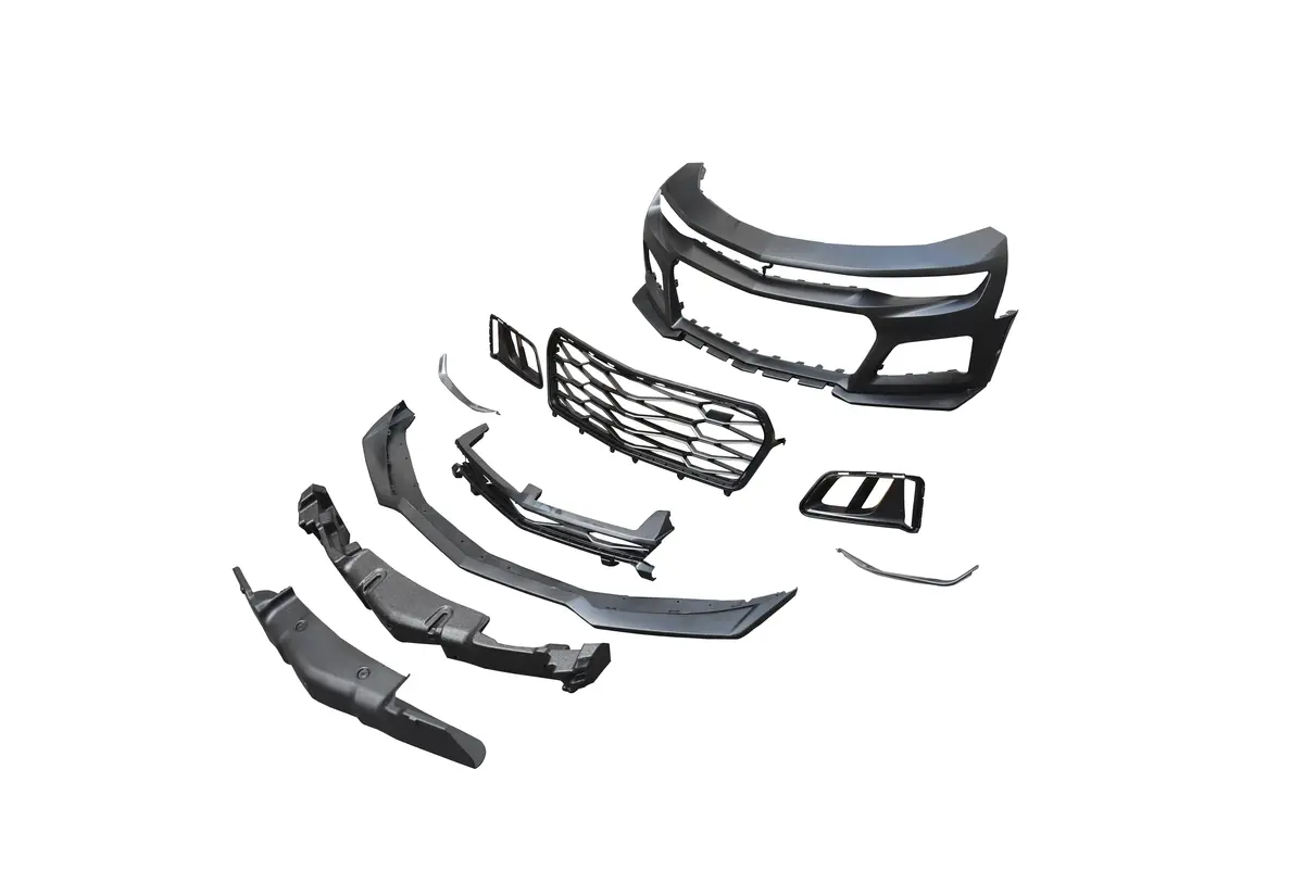 2019-2024 Chevy Camaro Zl1 Front Bumper Conversion 9Pcs Full Kit Flat Blk For Non-Rs Headlights 1