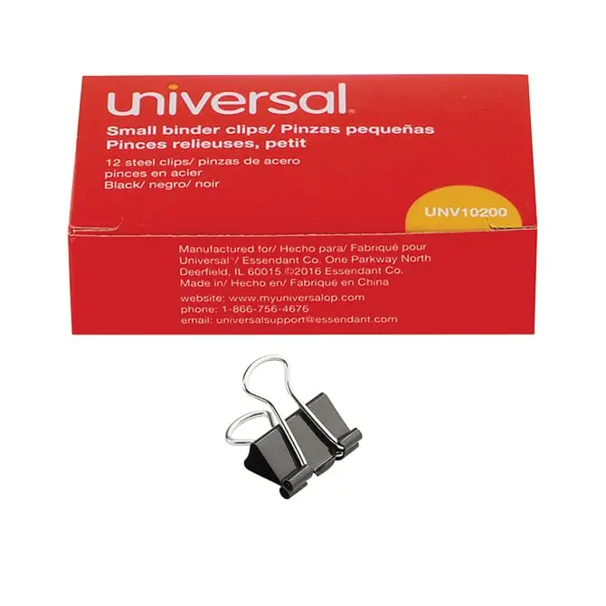 Durable Black & Silver Small 3/4" Binder Clips - Strong Metal Construction - Secure Paper Organization - Reusable Office & School Clips - 12 Clips Per Box 1