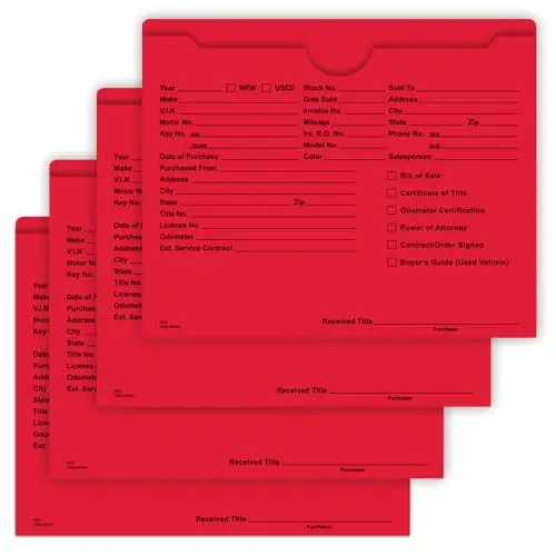 Printed Deal Jackets For Automotive Dealerships – Ultra Heavy Duty 150# Stock Repair Order Holders – Large 11.75" × 9.5" Vehicle Sales Document Covers – Multi-Color Options For Auto Dealer Paperwork Organization 1