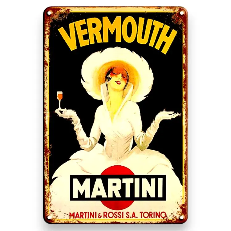 Vermouth Martini Porcelain Enamel Vintage Metal Reproduction 1