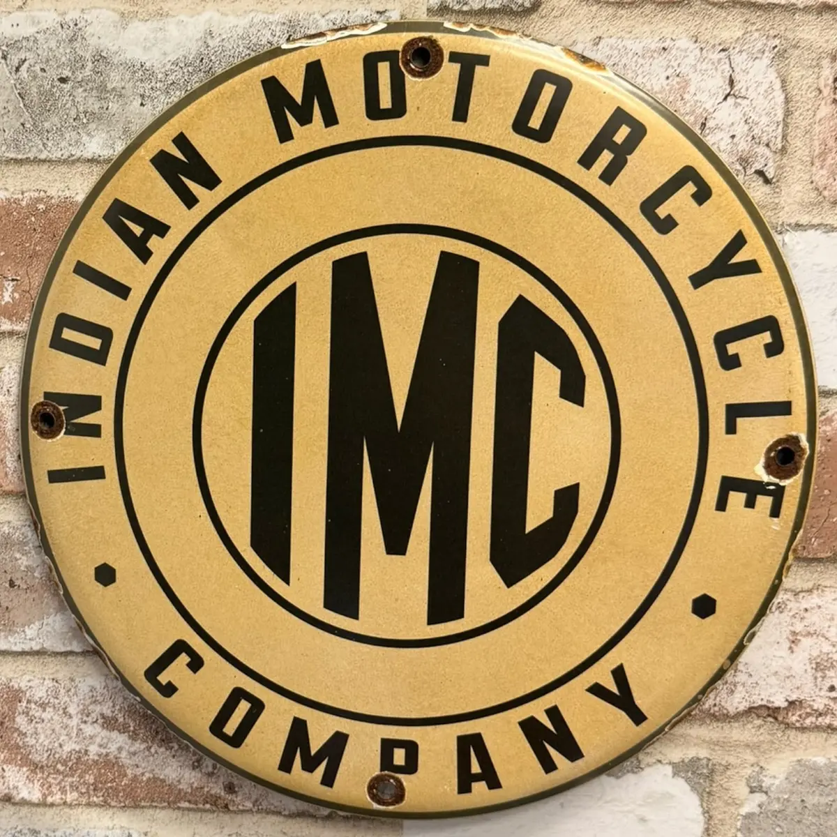 Imc Motorcycles Vintage White Porcelain Enamel Sign 12-Inch 1