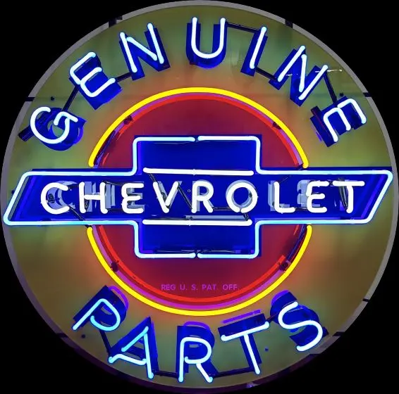 Genuine Chevrolet Parts Neon Porcelain Enamel Sign 1