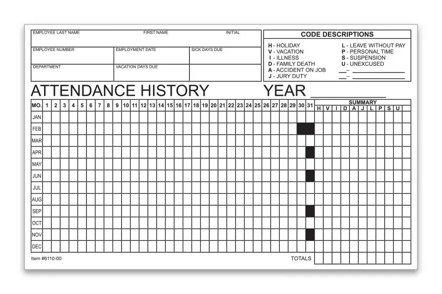 Employee Attendance Tracker Form – 8" X 5" Durable 90# Index Paper Single-Part Cut Sheet – Timekeeping, Workforce Attendance Management & Hr Monitoring 1
