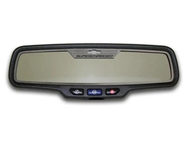 2012-2013 Camaro - Rear View Mirror Trim "Supercharged" | Brushed Rectangle 1
