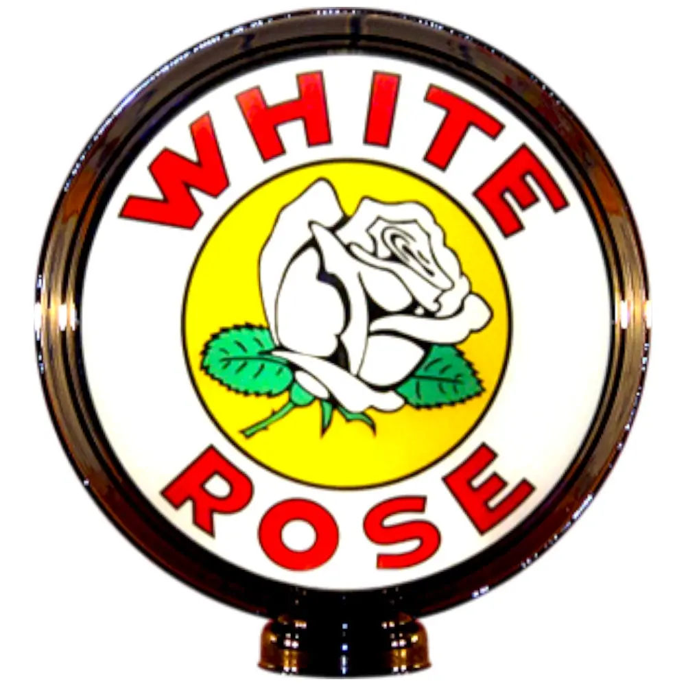 White Rose Gasoline Lighted Globe Gas Pump Topper 1