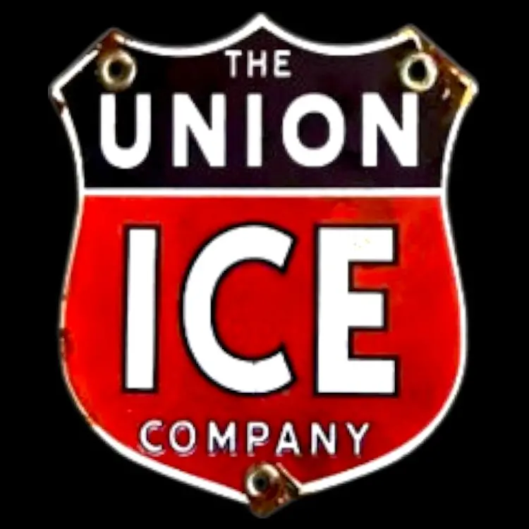 Union Ice Shield Die Cut Porcelain Vintage Metal Sign 1