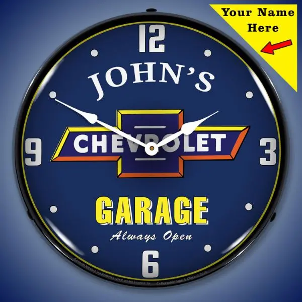 Chevrolet Garage Lighted Clock- Personalize Option 1