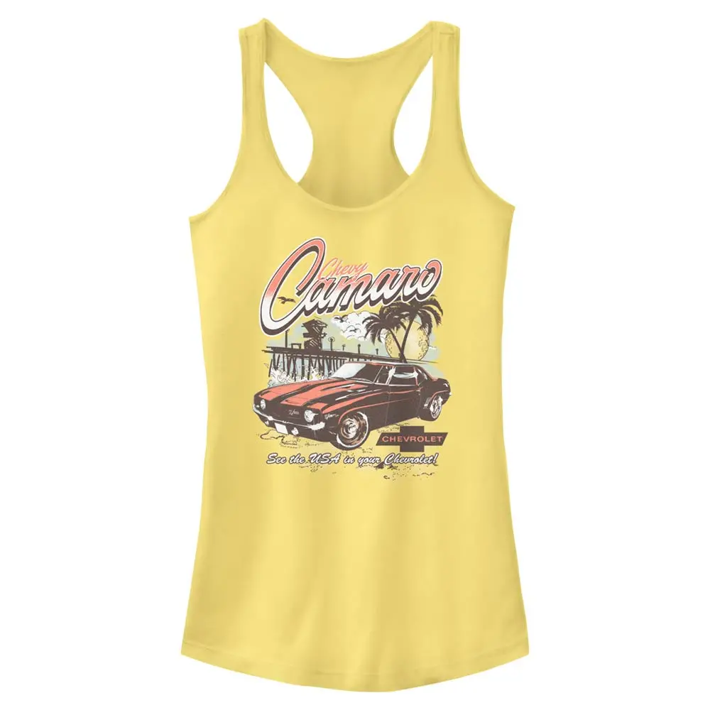 Vintage Camaro See The Usa Junior's Racerback Tank 1