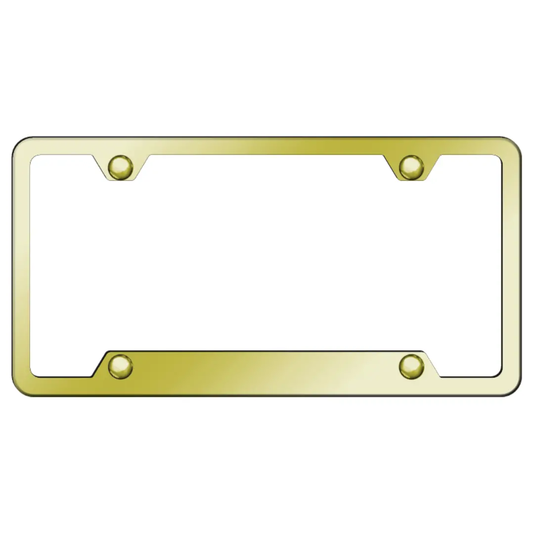 Gold 4-Hole Notched License Plate Frame - Polished Stainless Steel 1