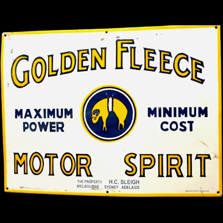 Golden Fleece Motor Spirit Porcelain Enamel Vintage Metal Reproduction 1