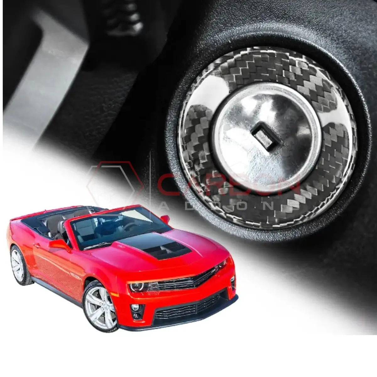 Camaro 2010-2015 Real Carbon Fiber Ignition Keyhole Ring Trim Cover 1