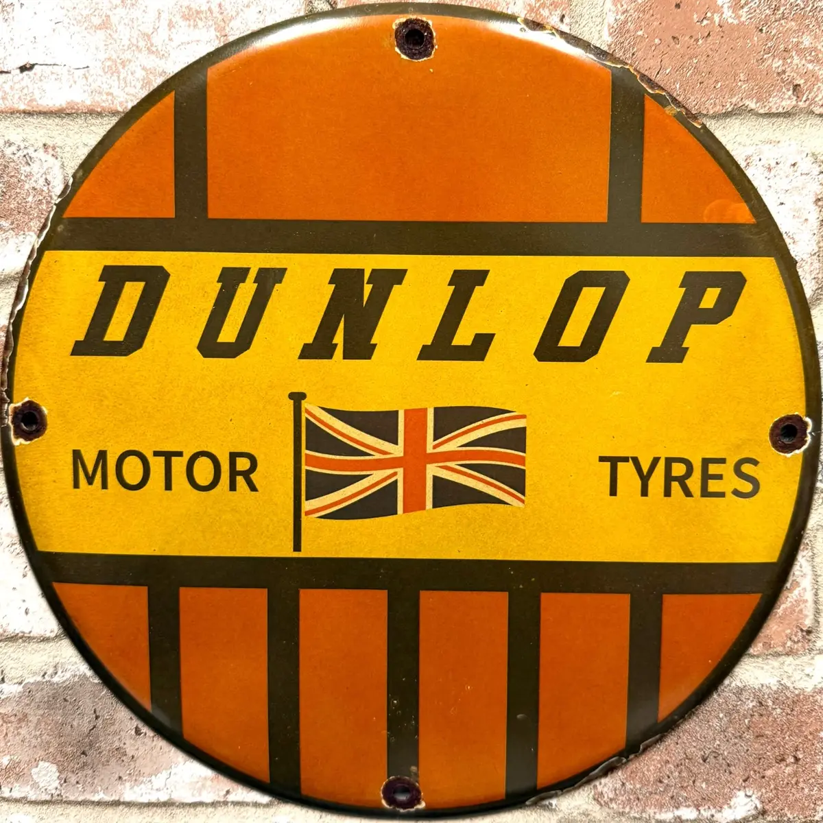 Dunlop British Motor Tires Porcelain Enamel Sign (12In) 1