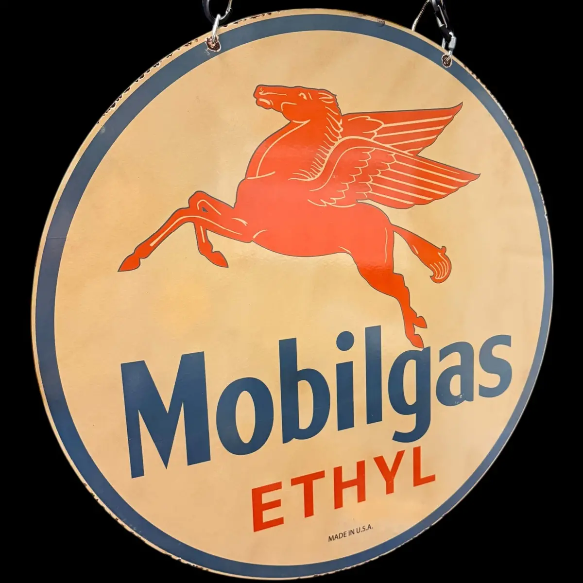 *Limited* Mobilgas Ethyl Winged Horse Double-Sided Large Porcelain Enamel On Steel (Ds 30-Inch) 1